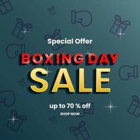 plantilla de diseño de venta de boxing day con texto y fondo oscuro. estilo sencillo, minimalista y moderno. blanco, rojo y dorado. uso para afiches, pancartas, anuncios y promociones vector