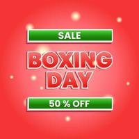 sale promotion design for boxing day. simple and modern design with text and red background. white, red and green. use for poster, banner, advert and ads vector