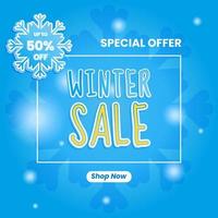 sale promtion design for winter. simple and minimal design with frame and text.  use for poster, banner and flyer vector