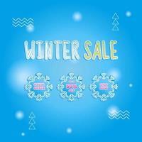 Winter sale design template. poster or banner with snow elements and text for shopping promotion. Vector illustration