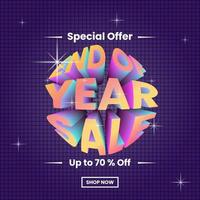 end of year sale promotion. 3d text effect and colorful concept. use for poster, banner, advert and ads vector