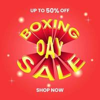 promotion design template for boxing day sale with 3d text and red background. simpel, minimal and modern style. white, red and yellow. use for banner, advert and ads vector