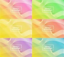 six sets of shiny gradient abstract background with frame and wave line pattern. modern and colorful style. use for backdrop, wallpaper, homepage or banner vector