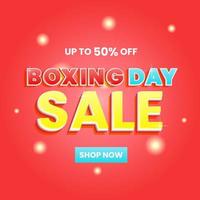 promotion poster design template for boxing day sale with text and red background. simpel, minamal and modern style. white, red, blue and yellow. use for banner, advert and promotion vector