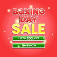 simple promotion poster design template for boxing day sale with text and red background.  minamal and modern style. white, red, green and yellow. use for banner, advert and promotion vector