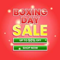 simple promotion poster design template for boxing day sale with text and red background.  minamal and modern style. white, red, green and yellow. use for banner, advert and promotion vector