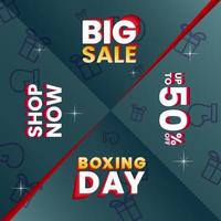 big sale boxing day design template with text and dark background. simpel and modern style. white, red and golden. use for poster, banner, advert and promotion vector