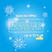 winter sale promotion design template. simple and minmal design with snowflakes, frame and text. use for poster, banner, promotion, advert and ads vector