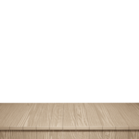 Wooden table foreground, wood table top front view 3d render isolated png