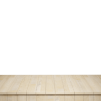 Wooden table foreground, wood table top front view 3d render isolated png