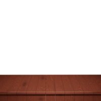 primer plano de la mesa de madera, vista frontal de la parte superior de la mesa de madera render 3d aislado png