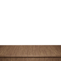 primeiro plano da mesa de madeira, vista frontal do tampo da mesa de madeira 3d renderização isolada png