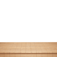 primer plano de la mesa de madera, vista frontal de la parte superior de la mesa de madera render 3d aislado png