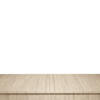 Wooden table foreground, wood table top front view 3d render isolated png