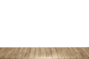 table en bois au premier plan, dessus de table en bois vue de face rendu 3d isolé png