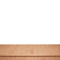 Wooden table foreground, wood table top front view 3d render isolated png