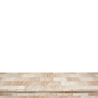 Wooden table foreground, wood table top front view 3d render isolated png