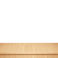 Wooden table foreground, wood table top front view 3d render isolated png