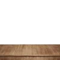 Wooden table foreground, wood table top front view 3d render isolated png