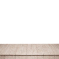 Wooden table foreground, wood table top front view 3d render isolated png