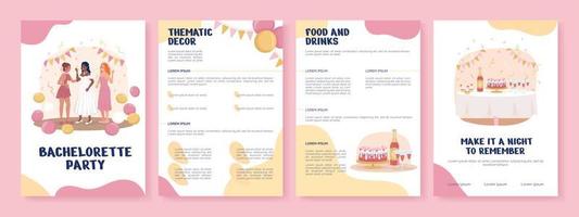 Bachelorette party flat vector brochure template. Booklet, leaflet printable flat color designs. Editable magazine page, reports kit with text space