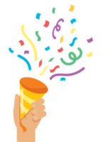 Hand, die Konfetti-Popper-Illustration hält png