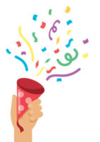 hand holding confetti popper illustration png