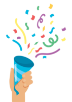 Hand, die Konfetti-Popper-Illustration hält png