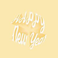 tipografía amarilla feliz año nuevo, para la decoración de tarjetas de felicitación vector