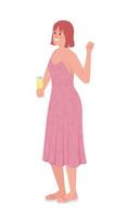 Supportive bridesmaid in summer pink dress semi flat color vector character. Editable figure. Full body person on white. Simple cartoon style illustration for web graphic design and animation