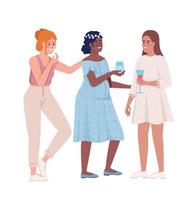 Women celebrating motherhood semi flat color vector characters. Editable figures. Full body people on white. Baby shower event simple cartoon style illustration for web graphic design and animation