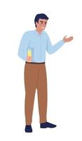 Smiling man giving wedding toast speech semi flat color vector character. Editable figure. Full body person on white. Simple cartoon style illustration for web graphic design and animation