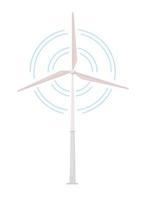 Wind turbine semi flat color vector object. Sustainable power generation. Editable elements. Full sized items on white. Simple cartoon style illustration for web graphic design and animation