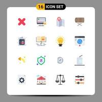 Universal Icon Symbols Group of 16 Modern Flat Colors of parade instrument secure drum track Editable Pack of Creative Vector Design Elements