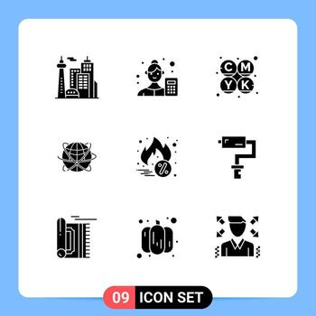 Stock Vector Icon Pack of 9 Line Signs and Symbols for resources global data scientist data globe Editable Vector Design Elements