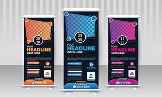 Corporate modern business x stand rollup pullup signage retractable multiple color banner design vector templates