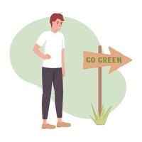 Go green lifestyle 2D vector isolated illustration