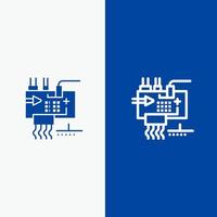 montar personalizar piezas de ingeniería electrónica línea y glifo icono sólido banner azul línea y glifo icono sólido banner azul vector