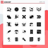 Collection of 25 Vector Icons in solid style Modern Glyph Symbols for Web and Mobile Solid Icon Sign Isolated on White Background 25 Icons Creative Black Icon vector background