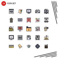 Set of 25 Modern UI Icons Symbols Signs for account vacation computer hippy pc Editable Vector Design Elements