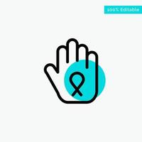 Stop Hand Ribbon Awareness turquoise highlight circle point Vector icon