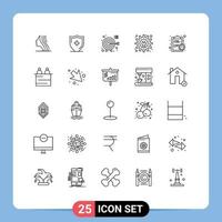 Pack of 25 creative Lines of efficiency clock darts maintenance development tool Editable Vector Design Elements