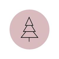 Christmas tree icon or emblem on a pink background for website, banner, poster. Christmas concept. vector