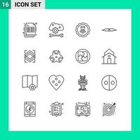 Modern Set of 16 Outlines Pictograph of men movember cloud sync settings hipster usa Editable Vector Design Elements