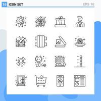 Modern 16 Line style icons Outline Symbols for general use Creative Line Icon Sign Isolated on White Background 16 Icons Pack vector