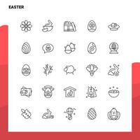 conjunto de iconos de línea de pascua conjunto 25 iconos diseño de estilo minimalista vectorial conjunto de iconos negros paquete de pictogramas lineales vector