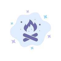 Camp Camping Fire Hot Nature Blue Icon on Abstract Cloud Background vector