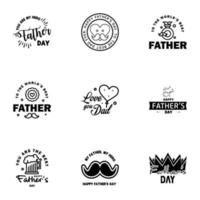 Set of fathers day 9 Black design elements Editable Vector Design Elements