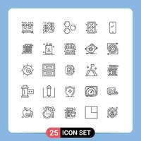 Universal Icon Symbols Group of 25 Modern Lines of game ground cells field space Editable Vector Design Elements