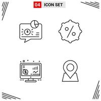 4 Icons Line Style Grid Based Creative Outline Symbols for Website Design Simple Line Icon Signs Isolated on White Background 4 Icon Set vector